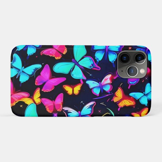 Neon Butterfly Pattern Case-Mate iPhone Hülle (Rückseite (Horizontal))