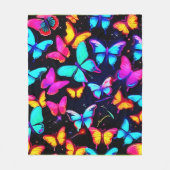 Neon Butterfly Pattern Fleecedecke (Vorderseite)