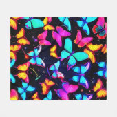 Neon Butterfly Pattern Fleecedecke (Vorderseite (Horizontal))
