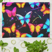 Neon Butterfly Pattern Geschirrtuch (Gefaltet)