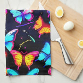 Neon Butterfly Pattern Geschirrtuch (Viertel Falte)