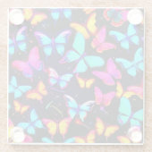 Neon Butterfly Pattern Glasuntersetzer (Rückseite)