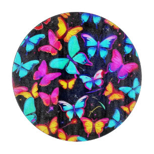 Neon Butterfly Pattern Schneidebrett