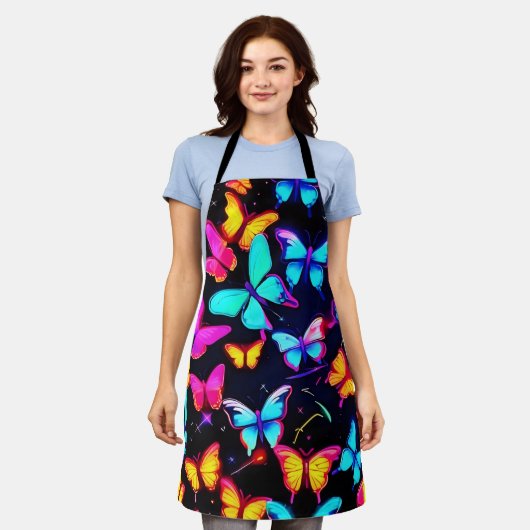 Neon Butterfly Pattern Schürze (Getragen)
