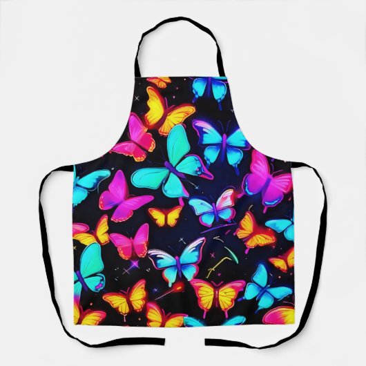 Neon Butterfly Pattern Schürze (Vorderseite)