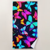 Neon Butterfly Pattern Strandtuch (Vorderseite)