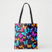 Neon Butterfly Pattern Tasche (Vorderseite)