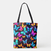 Neon Butterfly Pattern Tasche (Rückseite)