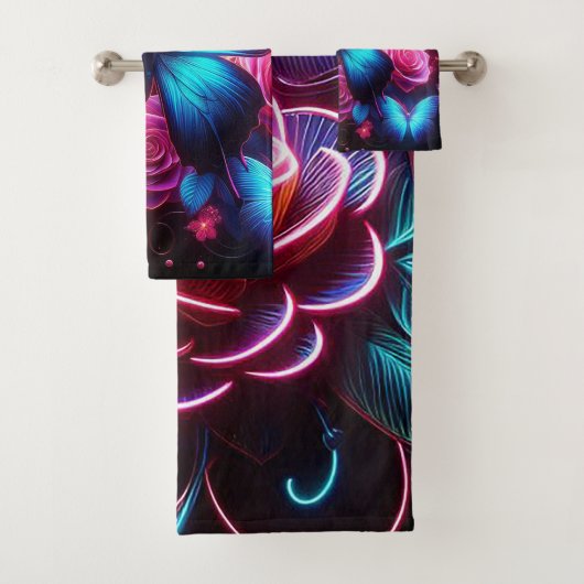 Neon Butterfly & Rose Badhandtuch Set (Insitu)