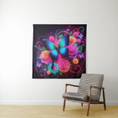 Neon Butterfly & Rose Wandteppich (Beispiel)