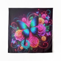 Neon Butterfly & Rose