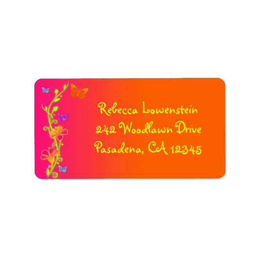 Neon Butterfly Rücksendeadresse Etikett 3 Adressaufkleber (Vorne)