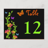Neon Butterfys & Blume Tischnummer Postkarte (Vorderseite)