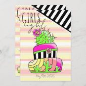 Neon Cactus Invitation Einladung (Vorne/Hinten)