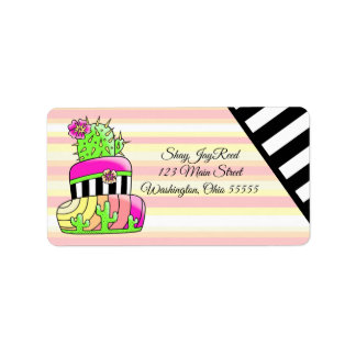 Neon Cactus Return Address Label Adressaufkleber