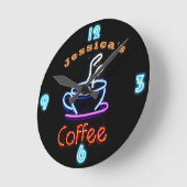 Neon CAFE COFFEE Clock Benutzerdefinierter Name Runde Wanduhr (Winkel)