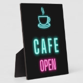 Neon Cafe Open Coffee Bar Countertop Schild Fotoplatte (Seite)