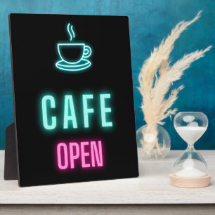 Neon Cafe Open Coffee Bar Countertop Schild Fotoplatte