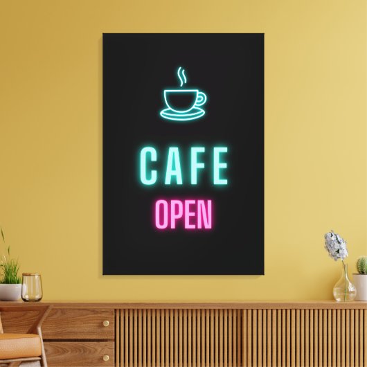 Neon Cafe Open Coffee Bar Sign Leinwanddruck (Insitu (Wohnzimmer))