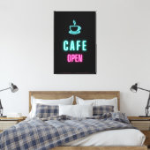 Neon Cafe Open Coffee Bar Sign Leinwanddruck (Insitu (Schlafzimmer))