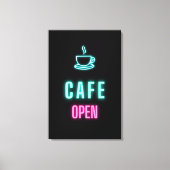 Neon Cafe Open Coffee Bar Sign Leinwanddruck (Vorderseite)