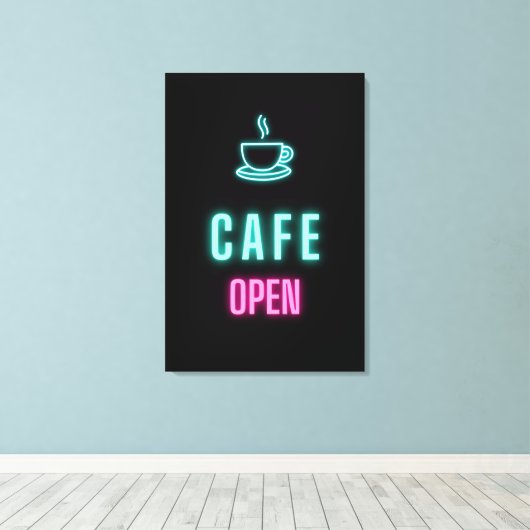 Neon Cafe Open Coffee Bar Sign Leinwanddruck (Insitu (Holzboden))