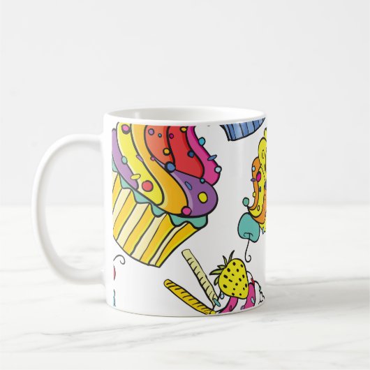 Neon Cakes: Pop Art Pattern. Kaffeetasse (Links)