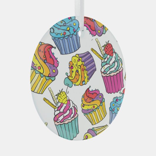 Neon Cakes: Pop Art Pattern. Ornament Aus Glas (Vorderseite Rechts)