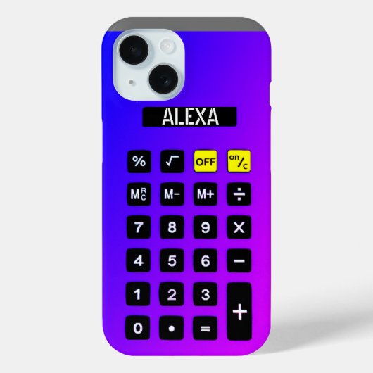 Neon Calculator mit Name Case-Mate iPhone Hülle (Rückseite)