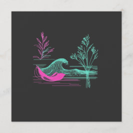 NEON CALM – Retro Wave & Botanical Line Art Einladung