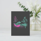NEON CALM – Retro Wave & Botanische Linienkunst Postkarte (Stehend Vorderseite)