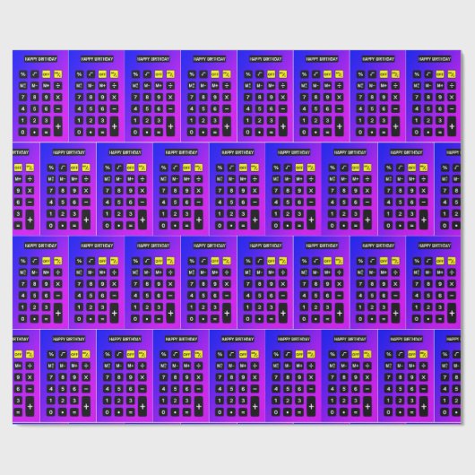 Neon Calulator Birthday Geschenkpapier (Flach)