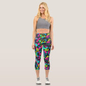 Neon Camouflage Pattern Capri Leggings (Vorderseite)