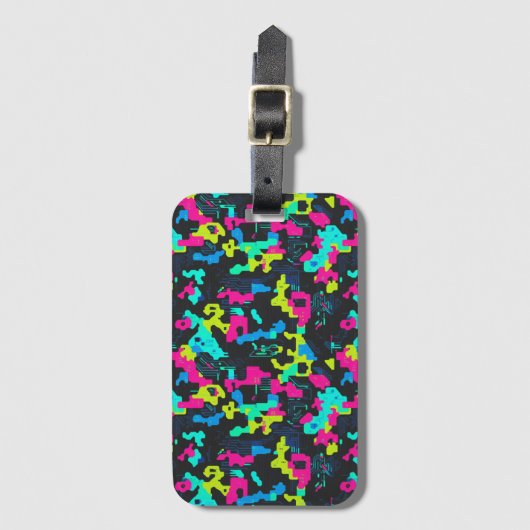 Neon Camouflage Pattern Gepäckanhänger (Vorderseite Vertikal)