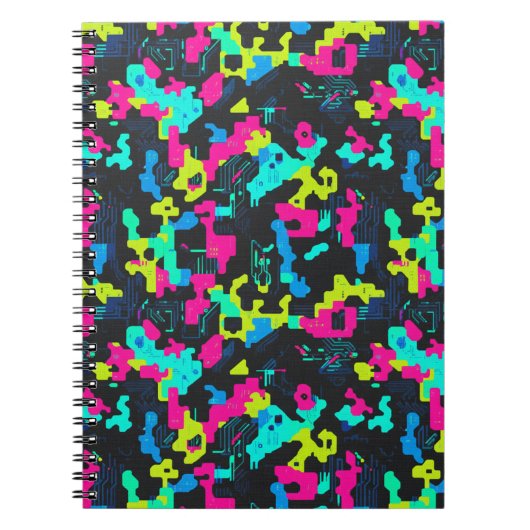 Neon Camouflage Pattern Notizblock (Vorderseite)