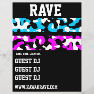 Neon Camouflage Stripes Custom Rave Flyer