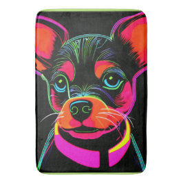Neon Canine Puppy Art Badematte