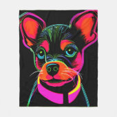 Neon Canine Puppy Art Fleecedecke (Vorderseite)