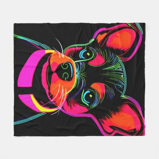 Neon Canine Puppy Art Fleecedecke (Vorderseite (Horizontal))