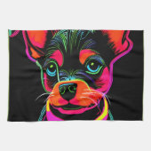 Neon Canine Puppy Art Geschirrtuch (Horizontal)