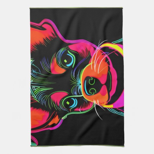 Neon Canine Puppy Art Geschirrtuch (Vertikal)