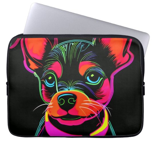 Neon Canine Puppy Art Laptopschutzhülle (Vorderseite)