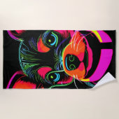 Neon Canine Puppy Art Strandtuch (Vorderseite)