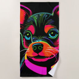 Neon Canine Puppy Art Strandtuch