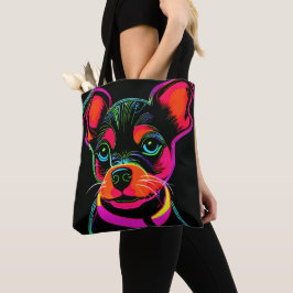 Neon Canine Puppy Art Tasche