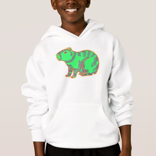 Neon Capybara Kids Hoodie (Vorderseite)