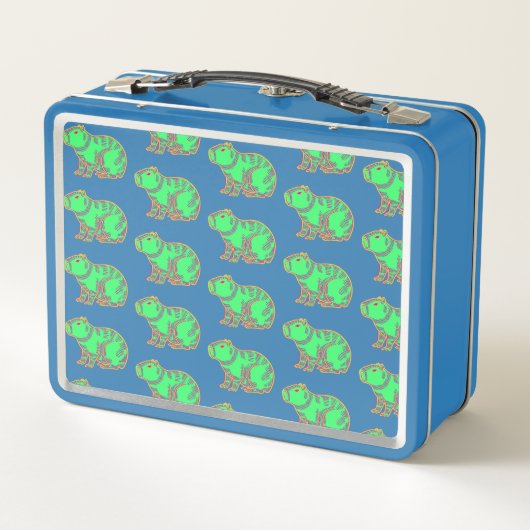 Neon Capybara  Metall Brotdose (Rückseite)