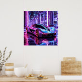 Neon Car Art Poster (Küche)