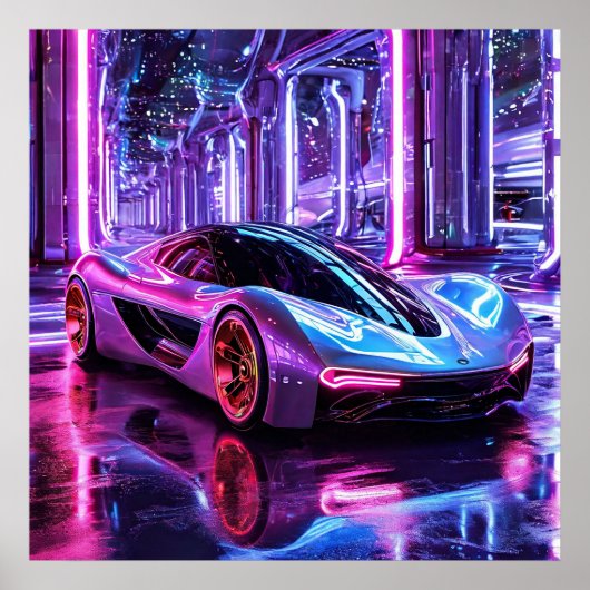 Neon Car Art Poster (Vorne)