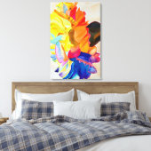 Neon Carnation Aquarell Blume Leinwanddruck (Insitu (Schlafzimmer))